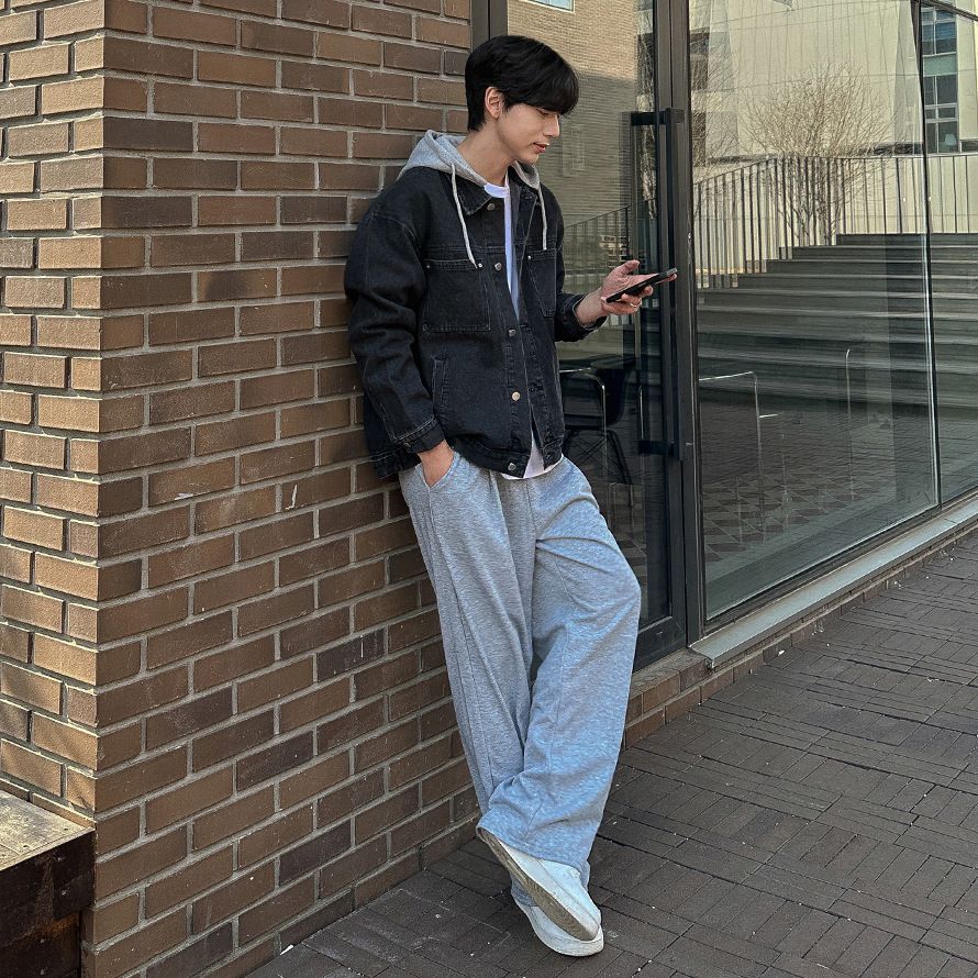 MYQ Fake Two-piece Hooded Denim Jacket Men's Autumn Loose Casual Top Korean Commuter Retro Style Wear_mkmklike.com