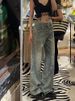 Women's Clothing High Street Heavy Diamond Stitching Jeans Summer Hot Girl Design Fashionable Shiny Floor Length Pants_mkmklike.com