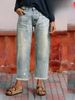 K Cowboy Women's Loose Straight Leg Pants With Torn Edges And Holes_mkmklike.com