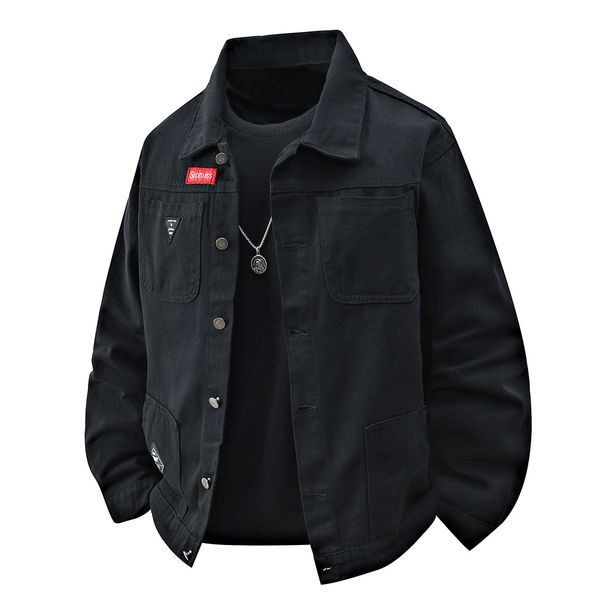 Men's Clothing New Embroidered Denim Jacket Men's Trendy Casual Slim Long Sleeved Top Spring And Autumn Foreign Trade Men's Jacket_mkmklike.com