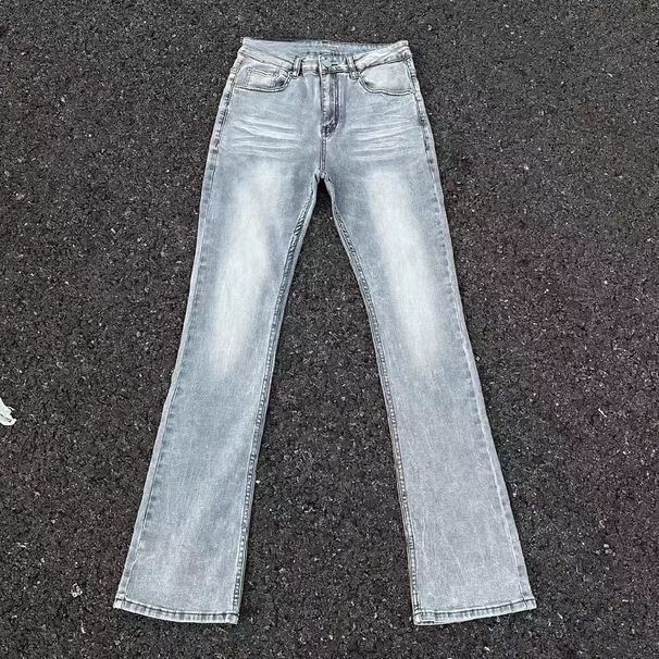 Men's Clothing Fashionable Loose Stretchy Women's Flared Stretch Jeans – Vintage Light Wash Bell Bottom Pants With Comfort Fit (Glacier Blue)_mkmklike.com