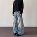 Retro Streetwear Baggy Jeans – 90s Vintage Loose Fit Denim Pants With Dropped Crotch (Blue/Black, S-2xl, Unisex)_mkmklike.com