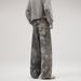 Men's Clothing Splashed Printed Jeans Washed Heavy Loose Wide Leg Floor Length Pants_mkmklike.com