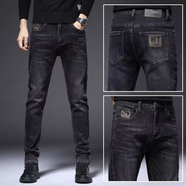 BOY Slim Fit Korean Style Winter 2024 Fashion Jeans New Trendy Loose Straight Spring Autumn Men's Long Pants_mkmklike.com