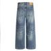 Washed Wave White Straight-Leg Jeans Punk Street Style Personality Pocket Loose Wide-Leg Pants For Men_mkmklike.com