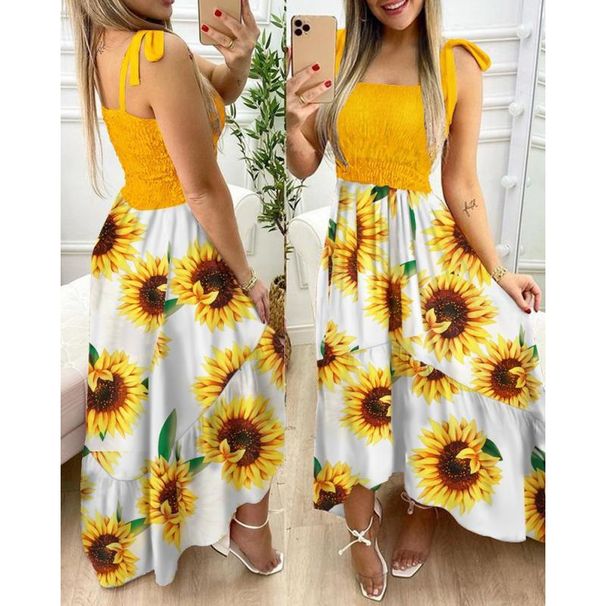 New Style Suspender Splicing Print Irregular Tube Top Dress Large Stock_mkmklike.com