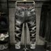 Suitable For All Seasons New Men's Slightly Stretch Jeans Black Ripped Trendy Slim Fit Skinny Wrinkled Patchwork Motorcycle Pants_mkmklike.com