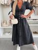 K New Women's Fashionable And Sexy V-neck Long Button Denim Dress_mkmklike.com