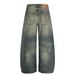 Vintage Washed High-Street Jeans For Men & Women – Relaxed Fit Cat Whisker Denim With Curved Hem (Blue/Black, S-XXL)_mkmklike.com