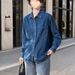 Chicco Denim Spring Season Loose Slimming Hong Kong Style Retro Dark Blue Soft Inner Layering Commuting Women's Shirt_mkmklike.com