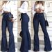 Women's Clothing High Waist Hip Lifting Lace Up Flared Pants Wide Leg Pants Jeans For Women_mkmklike.com