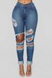 European American Foreign Trade High-waisted Stretch Ripped Slim-fit Women's Jeans, Slimming And Highly Elastic_mkmklike.com