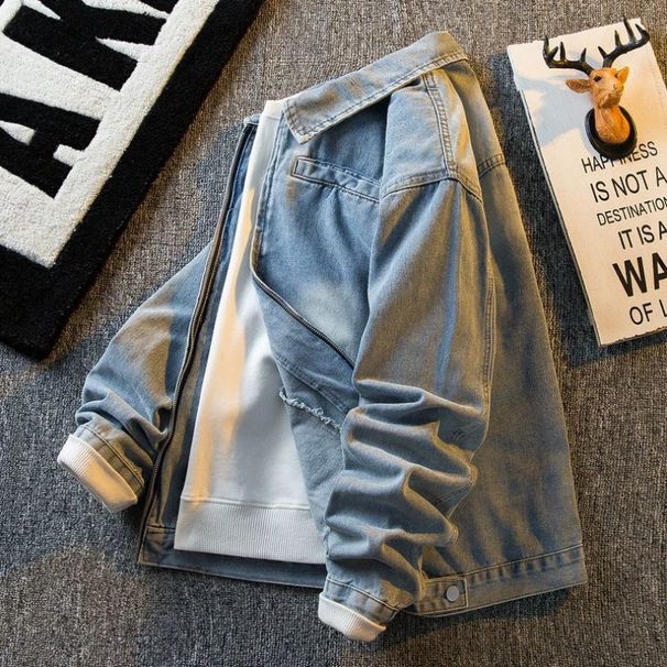 Jisenluo Shoulder Pad Design, Niche Denim Jacket, Men's Spring Autumn Rugged And Stylish Brand Jacket_mkmklike.com