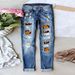 Halloween Pumpkin Print Ripped Straight Leg Jeans Casual Denim Pant Women Fashion 2025 New Women's Outfits Female Clothing_mkmklike.com