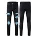 Men's Clothing Foreign Trade Men's Jeans Trendy Brand Men's Clothing Ripped Flannel Patch Men's Slim Stretch Youth Men's Pants 1347_mkmklike.com