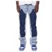 Pulse 2024 Men's European And American Fashion Ins Cargo Hot Elastic Patch Denim Layered Flared Pants_mkmklike.com