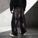 Men's Loose Straight Leg Jeans With Starry Galaxy Wash & Hand-Painted Details - Trendy Streetwear Style_mkmklike.com