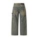 Men's Clothing Vintage Distressed Denim Jeans – High Street Retro Relaxed Straight Fit With Raw Hem & Patchwork_mkmklike.com