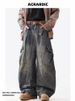 Retro American Washed Scimitar Jeans Deconstructed Slimming Straight Wide Leg Trousers Loose Casual Jeans for Men And Women_mkmklike.com
