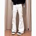 American High Street Vibe Strappy Slightly Flared Jeans For Men, Spring/autumn Slimming Rookie Workwear Straight-leg Pants For Men_mkmklike.com