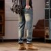 Spring And Summer American Yellow Mud Jeans Men's Heavy And Old Retro Washed Jeans Men's 3D Embossed Street Jeans_mkmklike.com