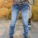 Embroidered Ponytail High Waisted Stretch Denim Straight Leg Trousers Washed Cotton Casual Office Lady Jeans_mkmklike.com