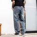 Men's Blue Jeans High Street Style Hip Hop Spring New Mid Length Straight Leg Casual Versatile Loose Wide Leg Pants_mkmklike.com