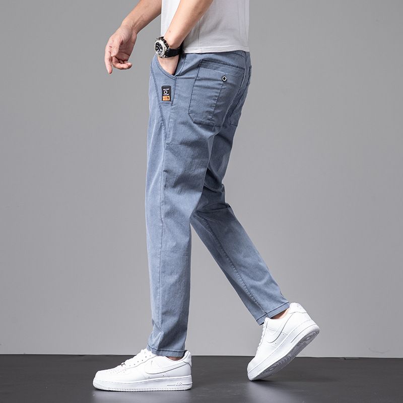 A Piece Of Explosive Tether Jeans, Men's Korean Version Of Trendy Fashion Casual Trousers, Elastic Loose Straight Men's Trousers_mkmklike.com