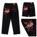 Casual Hip Hop Men's Embroidery Straight Leg Jeans High Street Style Loose Fit Long Trousers Trendy Y2K Devil Beauty_mkmklike.com