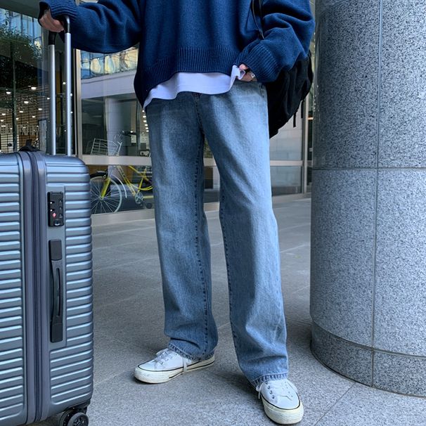 Men's Clothing Jeans Men's Autumn And Winter Trend Loose Straight Pants Handsome Casual Mopping Pants Wide Leg Pants_mkmklike.com