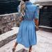 New European And American Style Slim Fit Denim Dress 2024 Independent Station Lapel Button Temperament Women's Clothing NK323_mkmklike.com