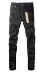 Unisex Y2K Dark Streetwear Stacked Flared Jeans, Matte Black With Light Ripped Details & Checkerboard Letter Patch, Breathable For Summer_mkmklike.com