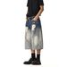 American Vintage Gradient Ripped Slashed Loose Cropped Jeans For Men And Women, Slimming Wide-leg Straight-leg Casual Shorts, Trendy Style_mkmklike.com