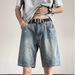 Retro Splatter Denim Shorts For Men Loose Fit Casual Cool Five Point Pants Trendy Brand Summer Wear For Teenagers_mkmklike.com