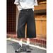 American Retro Wide-Leg Seven-Point Jeans For Men, Summer Washed Vintage Straight Mid-Length Pants, Semi-Elastic Casual_mkmklike.com