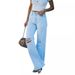 Women's Light Wash Distressed Denim Jeans - High Waisted Casual Ripped Jeans, Comfortable & Trendy For Everyday Wear_mkmklike.com