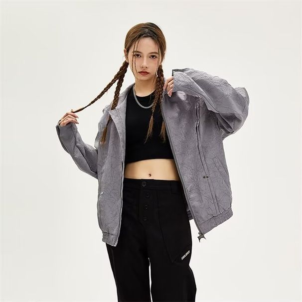 American High Street Style Trendy Rivet Pleated Texture Couple Short Men's Spring And Autumn Design Sense Loose Jacket_mkmklike.com