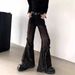 Unisex High-Waisted Slim Fit Flared Jeans Spring/Autumn Style Frayed Hem Flared Horse Hoof Pants_mkmklike.com