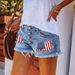 2025 European And American Trendy Buttoned Printed Patchwork Denim Shorts For Women, Cross-Border Foreign Trade, Ripped_mkmklike.com
