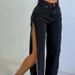 Women's Clothing Street Fashions Sexy Leg Pants High Waist Split Y2K Wide Leg Denim Pants_mkmklike.com