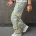 Men's Retro Casual Jeans Loose Fit High Street Wide Leg Pants Mid Waist Cotton Non-Stretch Machine Washable Blue Black_mkmklike.com