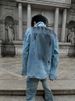 Loom High Vibes Style Trendy Brand European And American Street Tie-Dye Workwear Retro Cross Denim Jacket For Men_mkmklike.com