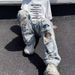 Men's Clothing Washed Pants Knee Hole Jeans Men Hip Hop High Street Casual Beggar Loose Straight Versatile Trousers_mkmklike.com
