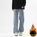 Fleece Straight Jeans Men's Beauty High Street Wide-leg Pants Casual Long Pants Men_mkmklike.com