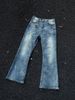 Men's Clothing Retro Washed Blue Denim Cleanfit Distressed High Street Vibe Flared Jeans_mkmklike.com