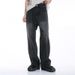 Unisex High Street Washed Black & Grey Relaxed Straight Leg Jeans - Mid Rise, Loose Fit, Wide Leg For Men & Women_mkmklike.com