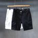Men's Trendy Summer White Denim Shorts Multiple Pockets Loose Straight Leg Casual Cargo Shorts_mkmklike.com