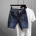 Men's Clothing Summer New Slim Fit Small Straight Washed Retro Blue Simple All Match High Street Handsome Shorts_mkmklike.com