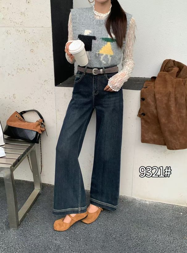 ELLE Supply Shenzhen Nanyou American Loose Winter Retro Denim Fleece Warm Baby Straight Wide-Leg Pants_mkmklike.com