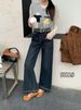 ELLE Supply Shenzhen Nanyou American Loose Winter Retro Denim Fleece Warm Baby Straight Wide-Leg Pants_mkmklike.com